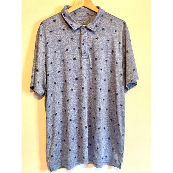 FLAG & ANTHEM Madeflex Mens Large Palm Trees Blue Short Sleeve Golf Polo Shirt - Picture 1 of 9